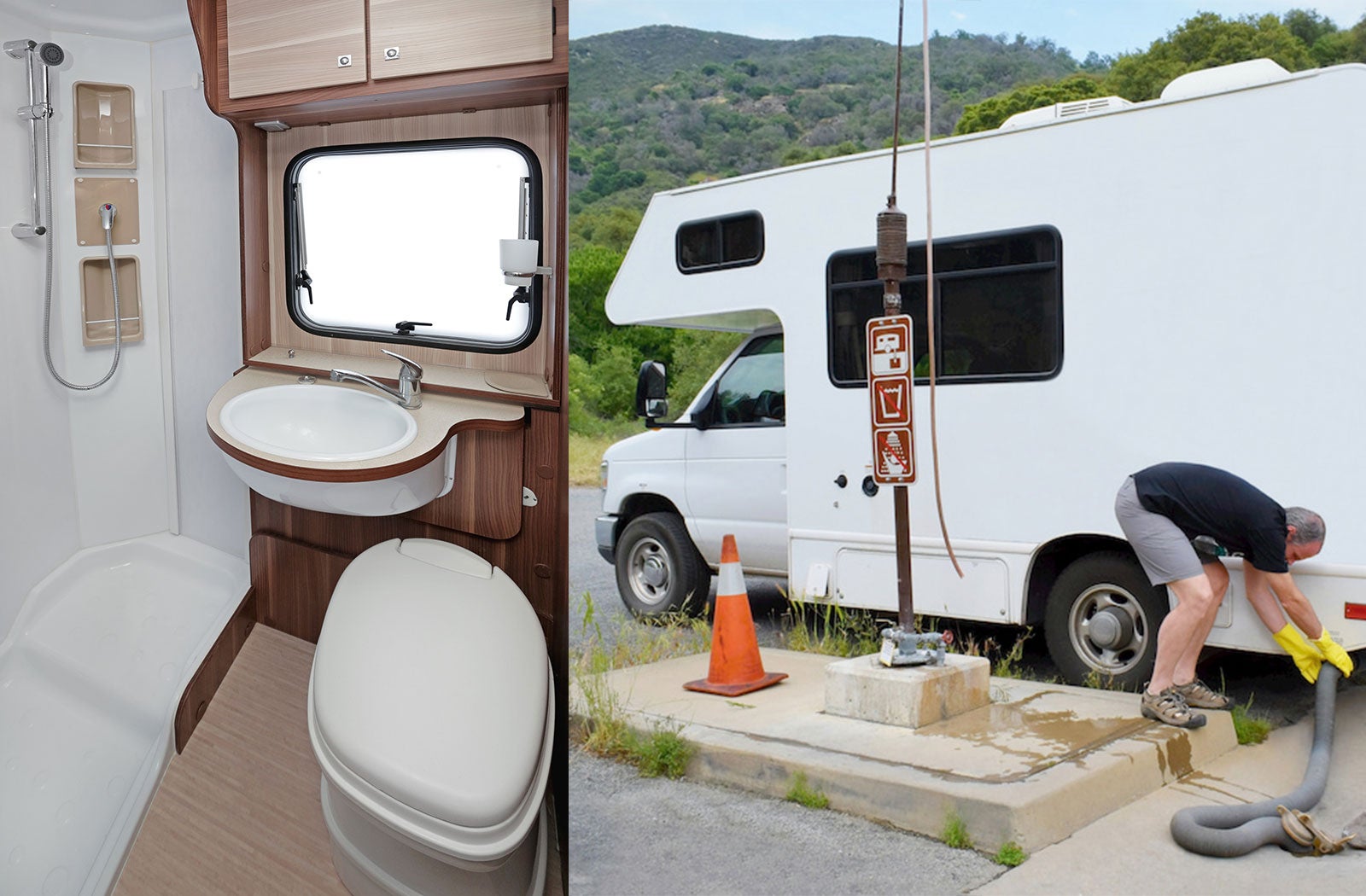 Portable RV/camper toilet and holding tank setup in Holmesburg, Pennsylvania